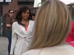 Tiffany Hines on location for 'Americana' Stock Footage