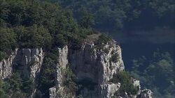 Edge of escarpment - Aerial View - Midi-Pyrï¿½nï¿½es, Aveyron, Arrondissement de Millau, France Stock Footage