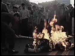 LEBANON: PALESTINIANS BURN ISRAELI &amp; US FLAGS (V) News Clip