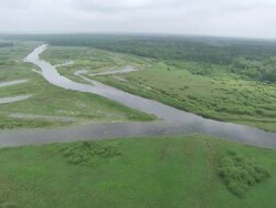 WS  POV AERIAL Shot of mississippi river / Minneapolis, Minnesota, United States  Stock Footage