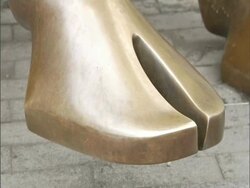 Detail of the bull statue in front of Birmingham's Bullring. 2006; short sequence. Stock Footage