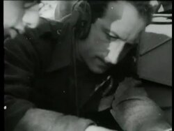 Dutch pilots who fled The Netherlands are picked up by an English boat. The pilots join the British Royal Air Force and bomb multiple German targets Stock Footage