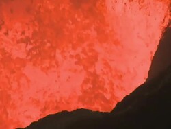 Lava smashes into cliff face from erupting volcano, Marum Volcano, Ambrym Island, Vanuatu Stock Footage