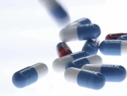 Prescription Medicine, Blue-and-white capsules Stock Footage
