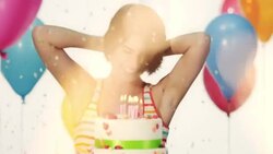 Happy woman on her birthday Stock Footage