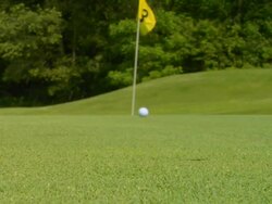 SLO MO Missing the Golf hole Stock Footage