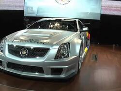 2011 Cadillac CTS-V race car with narration Stock Footage