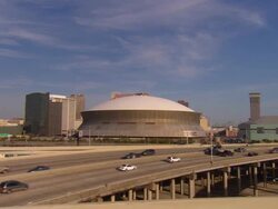 CS, PAN, Traffic on highway at Superdome, New Orleans, Louisiana, USA Stock Footage
