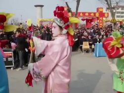 MS TS Villagers dressed as ancient figures attend parade during shehuo celebrations, Shehuo is traditional festive folk celebration during chinese spring festival AUDIO / xi'an, shaanxi, china  Stock Footage