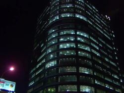 MS POV TU TD Buildings and traffic at night / Luanda, Angola Stock Footage