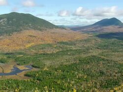 WS ARIEAL View of Green peaks side of Moosehead lake / Maine, United States Stock Footage