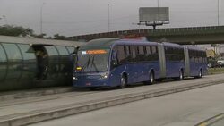 A biofuel bus comes to a stop in a bus lane. Stock Footage