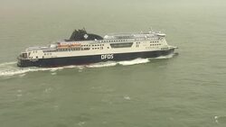 Aerials of a DFDS Ferry Leaving Dover News Clip