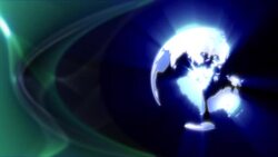 A radiant, clear earth spins near a haze of swirling green fog. Stock Footage