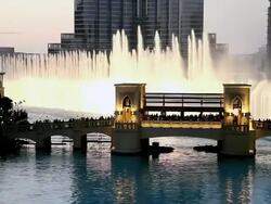 WS Outside fountain of bruj khalifa building / Dubai, United Arab Emirates Stock Footage