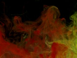 MS Yellow, red and white ink falling into aquarium / Sao Paulo, Brazil Stock Footage