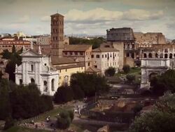 Roman Forum and Coliseum Panning Video HD Stock Footage