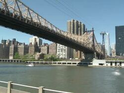 WS Ship passing through sea / New York, United States Stock Footage