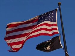 HD SloMo American MIA Flags_LA1 (720/24P) Stock Footage