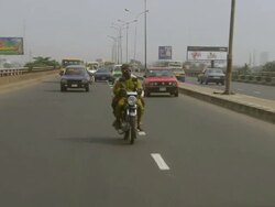 MS POV Traffic moving on bridge / Lagos, Nigeria Stock Footage