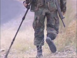 Turkish troops search for mines during daily patrol News Clip