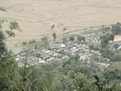 WS view of village / Xam Neua, Laos Stock Footage