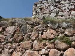 Tyrins, Mycenaean walls in the lower citadel Stock Footage
