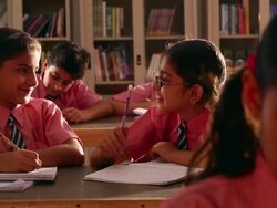Group of school students studying in the classroom, Delhi, India Stock Footage