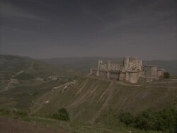 Crac des Chevaliers Castle: crusaders castle, Syria (sound available) Stock Footage