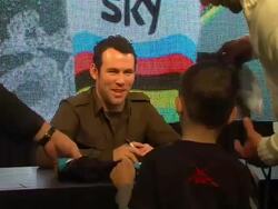 Mark Cavendish at Mark Cavendish DVD signing at HMV, Oxford Street on November 08, 2012 in London, England (Footage by WireImage Video/Getty Images) Stock Footage
