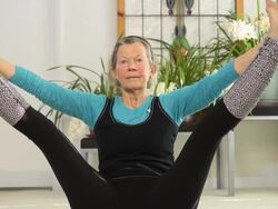 Senior Female doing Yoga in Bedroom Stock Footage