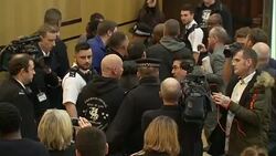 Donald Trump supporters heckle London Mayor Sadiq Khan during speech at Fabian Society News Clip