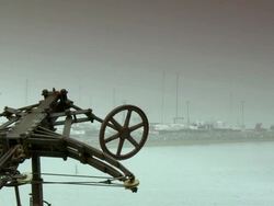 Balista near the seaside Stock Footage