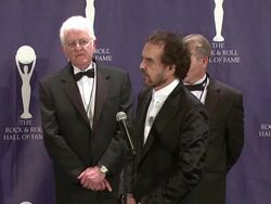 23rd Annual Rock and Roll Hall of Fame Induction Ceremony press room Stock Footage