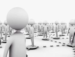 Camera jumps from person to person amid plane of innumerous connected people Stock Footage