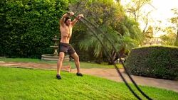 Athletic Male Workout gym Slow-Motion Stock Footage