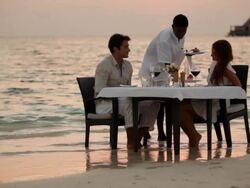 Fine dining at the water's edge Stock Footage