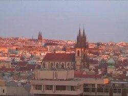Cityscape of Prague during sunset Stock Footage