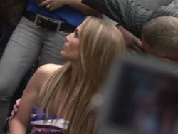 Jennifer Lopez and Marc Anthony at the Jennifer Lopez Unveils 'Be Great' Youth Advocacy Campaign Billboard Stock Footage