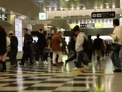 Busy train station Stock Footage