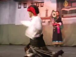MS T/S Man performing very difficult dance AUDIO / Dharamsala, Himachal Pradesh, India Stock Footage