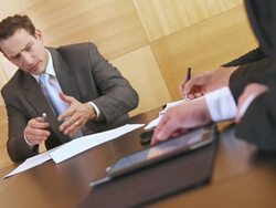 HD: Executive Talking At Meeting Stock Footage