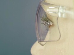 Young beautiful girl in high-tech glasses Stock Footage