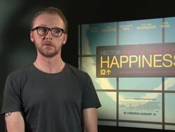 INTERVIEW - Simon Pegg on who is better at dancing him or Nick Frost at 'Hector and the Search for Happiness' Interview Stock Footage