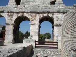 Roman amphitheater, Pula Stock Footage