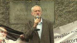 Jeremy Corbyn addressing a rally in Tredegar News Clip