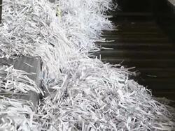 CU Paper Waste Prepared for Recycling Process Stock Footage