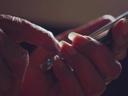 beautiful female elder hands using smartphone close up Stock Footage