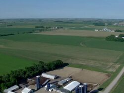 Farm house with silos Stock Footage
