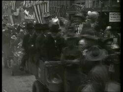 B/W Civil War veterans riding in trucks in parade / Vicksburg, Mississippi / NO SOUND Stock Footage